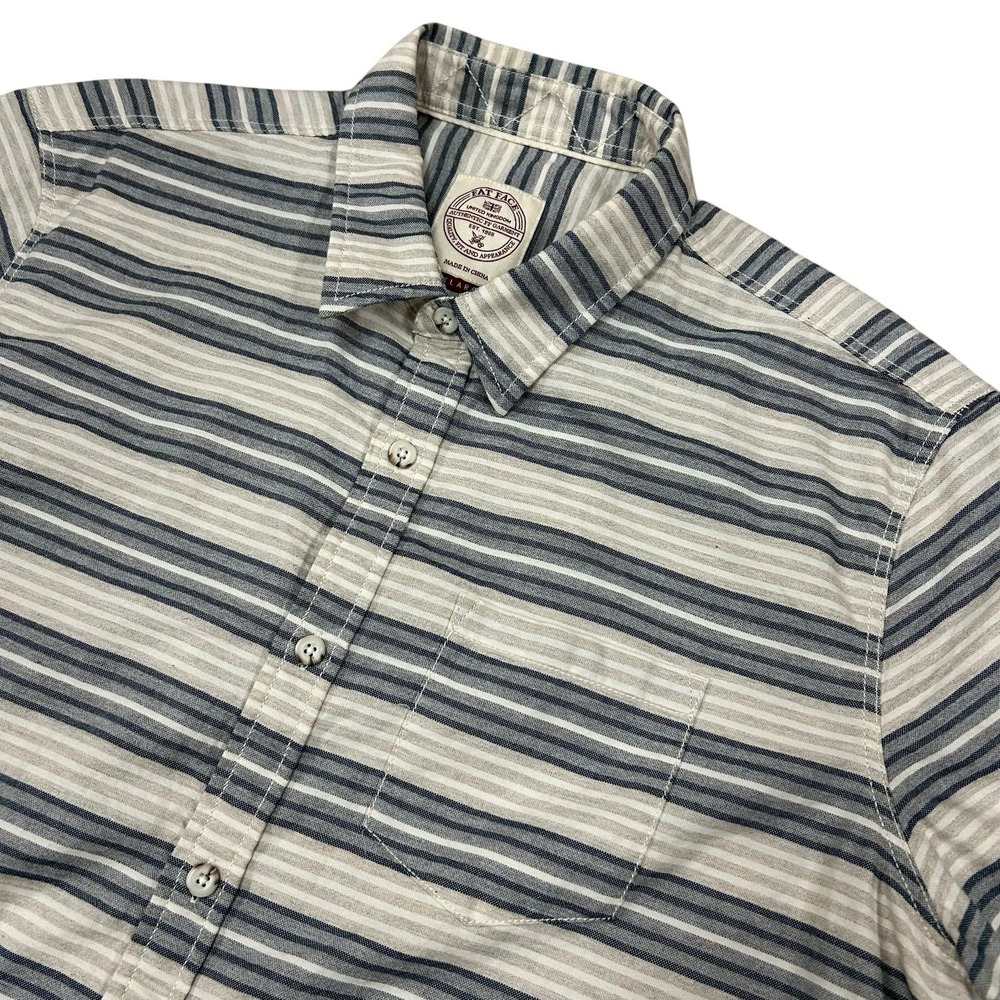 Fat Face Shirt Men's‎ XXL Blue White Striped Short Sleeve Button Up Shirt